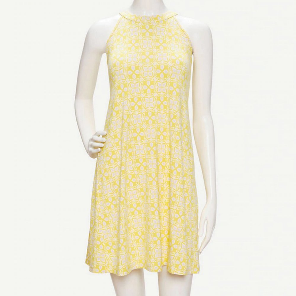 NWT LOFT Yellow Swing Halter Dress